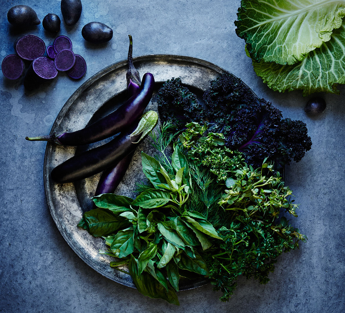 Food still life of kale and eggplant  | Trinette+Chris Photographers