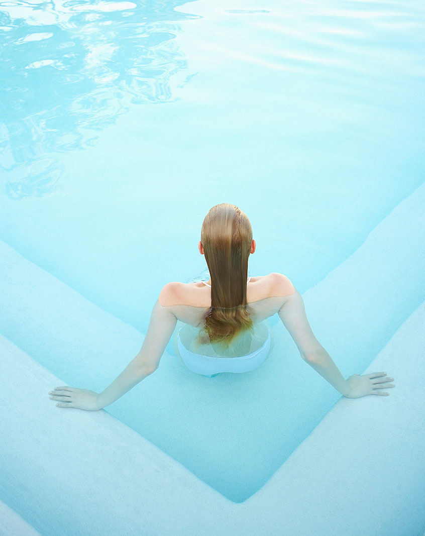 Woman at Solage Spa pool, Napa, CA  | Trinette+Chris Photographers